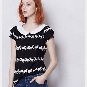 Anthropologie Postmark Horse Print top